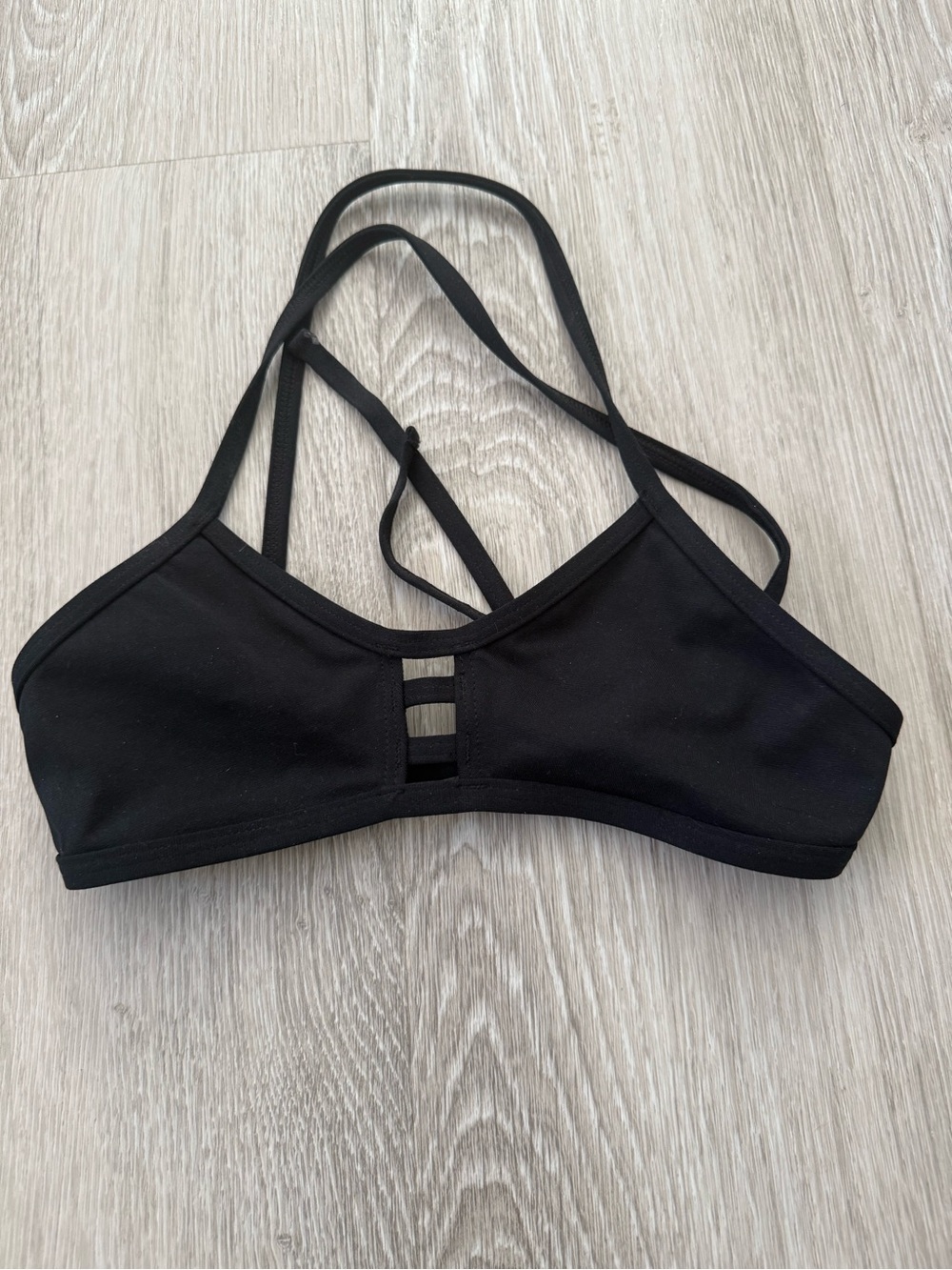 Jolyn Clothing Black Strappy Swim Bikini Top XS EUC